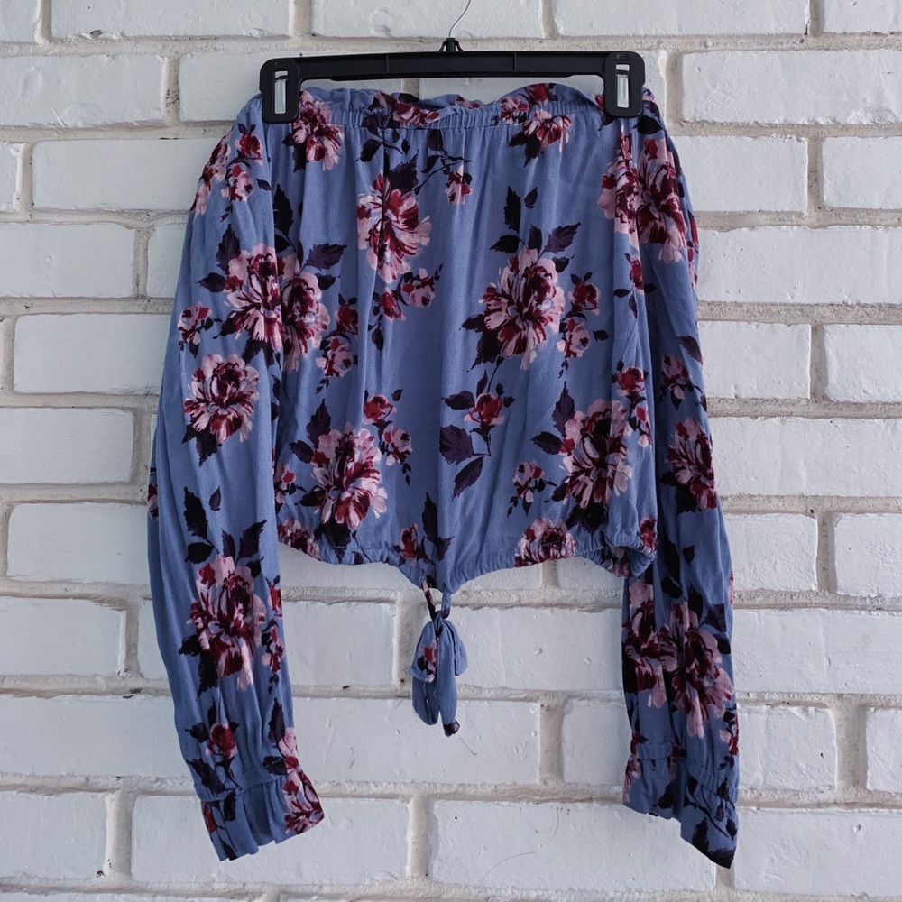 Off the shoulder flowered shirt